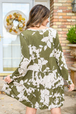 Load image into Gallery viewer, Worthwhile Moment Floral Tiered Dress In Olive
