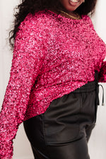 Load image into Gallery viewer, You Found Me Sequin Top in Fuchsia
