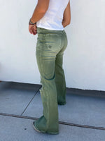 Load image into Gallery viewer, Blakeley Distressed Jeans In Olive and Camel
