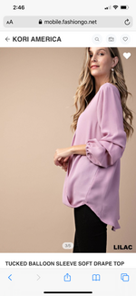 Load image into Gallery viewer, Tucked Balloon Sleeve Soft Drape Top
