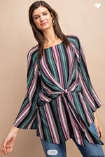 Load image into Gallery viewer, Tie Front Multi Striped Top

