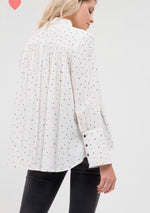 Load image into Gallery viewer, Polka Beauty Long Sleeve Button Detail Top
